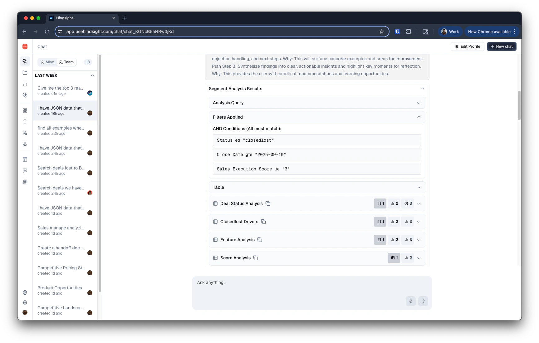 Analyze Segment tool