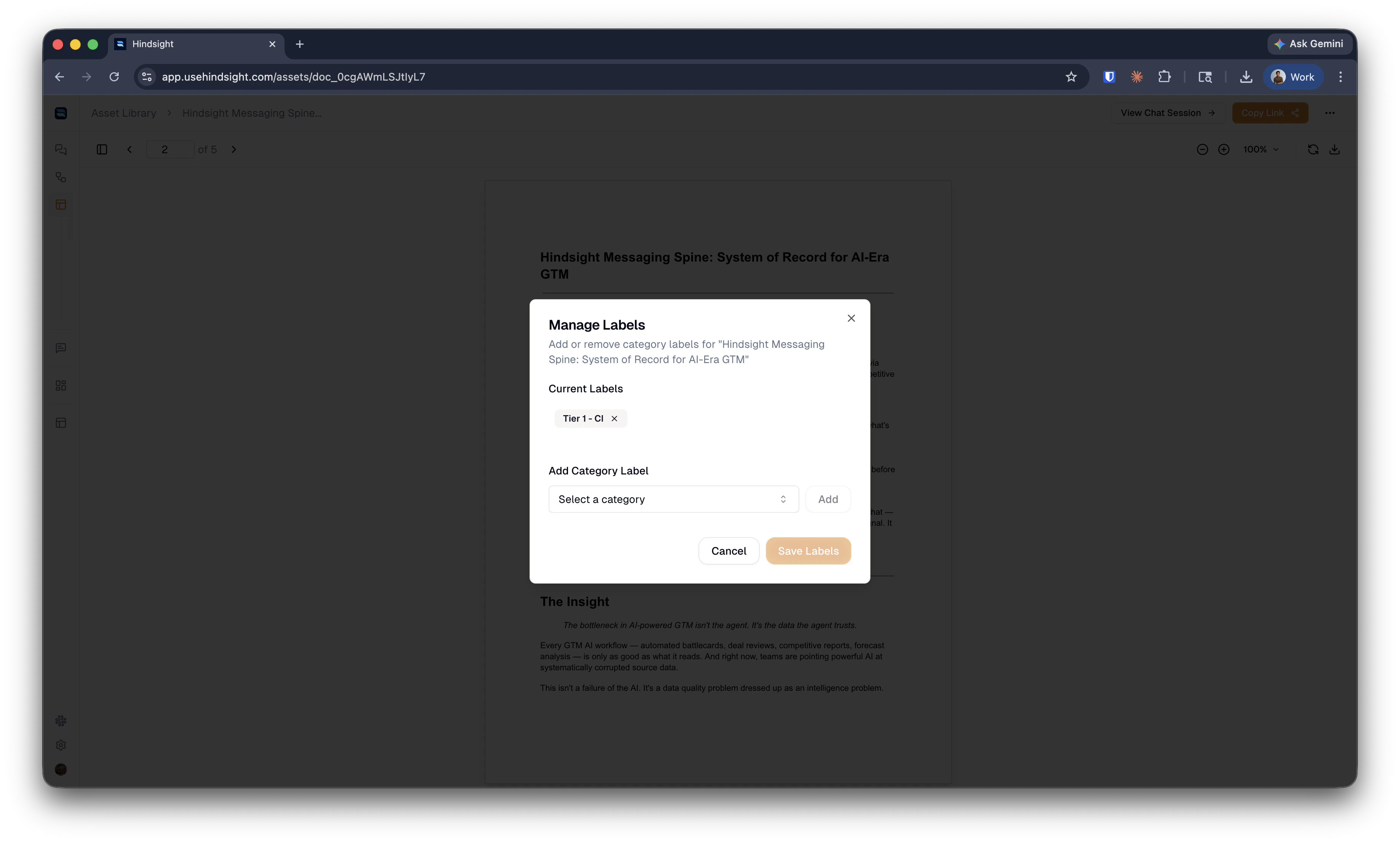 Tag asset with category label