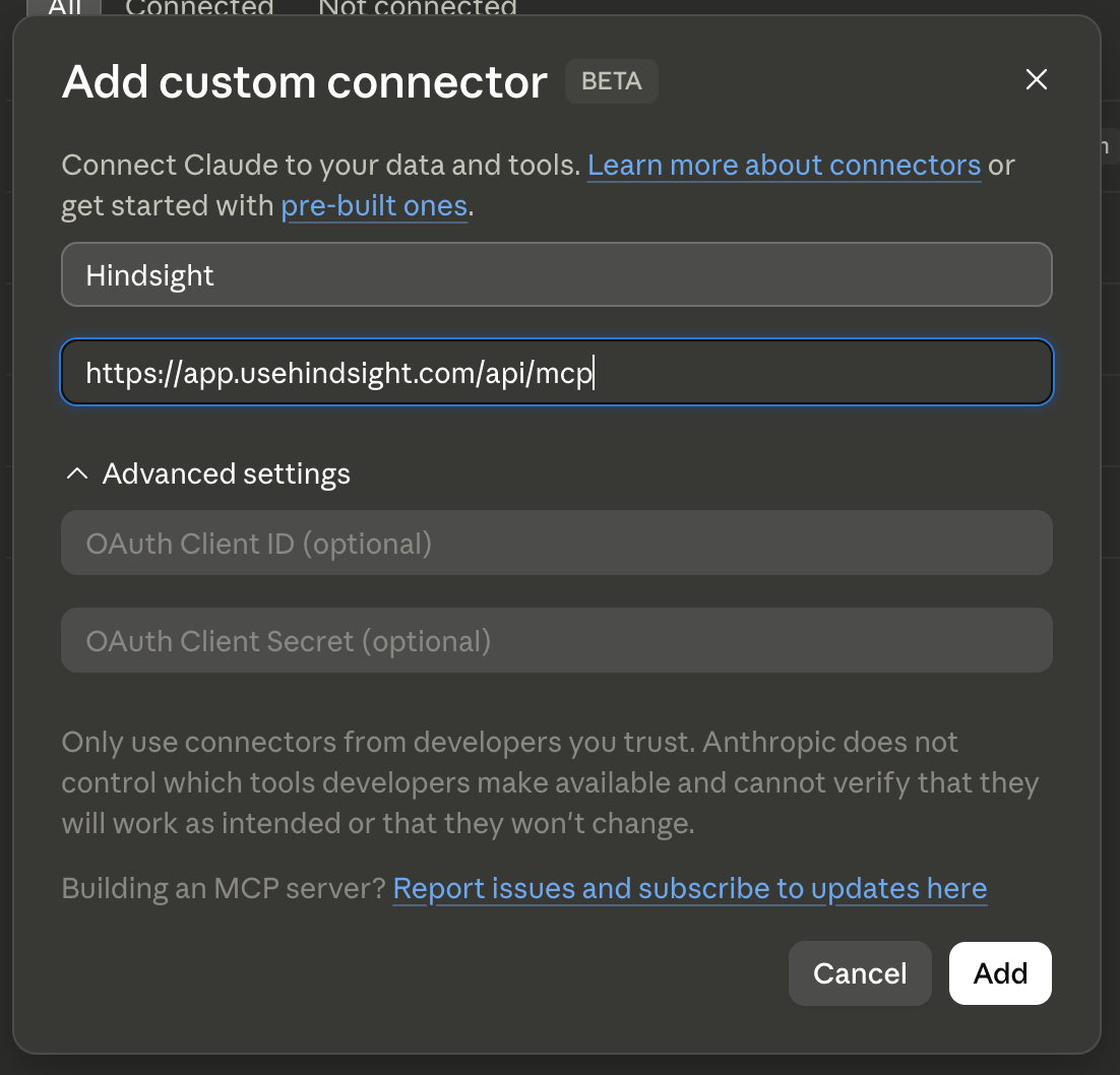 Fill in connector details