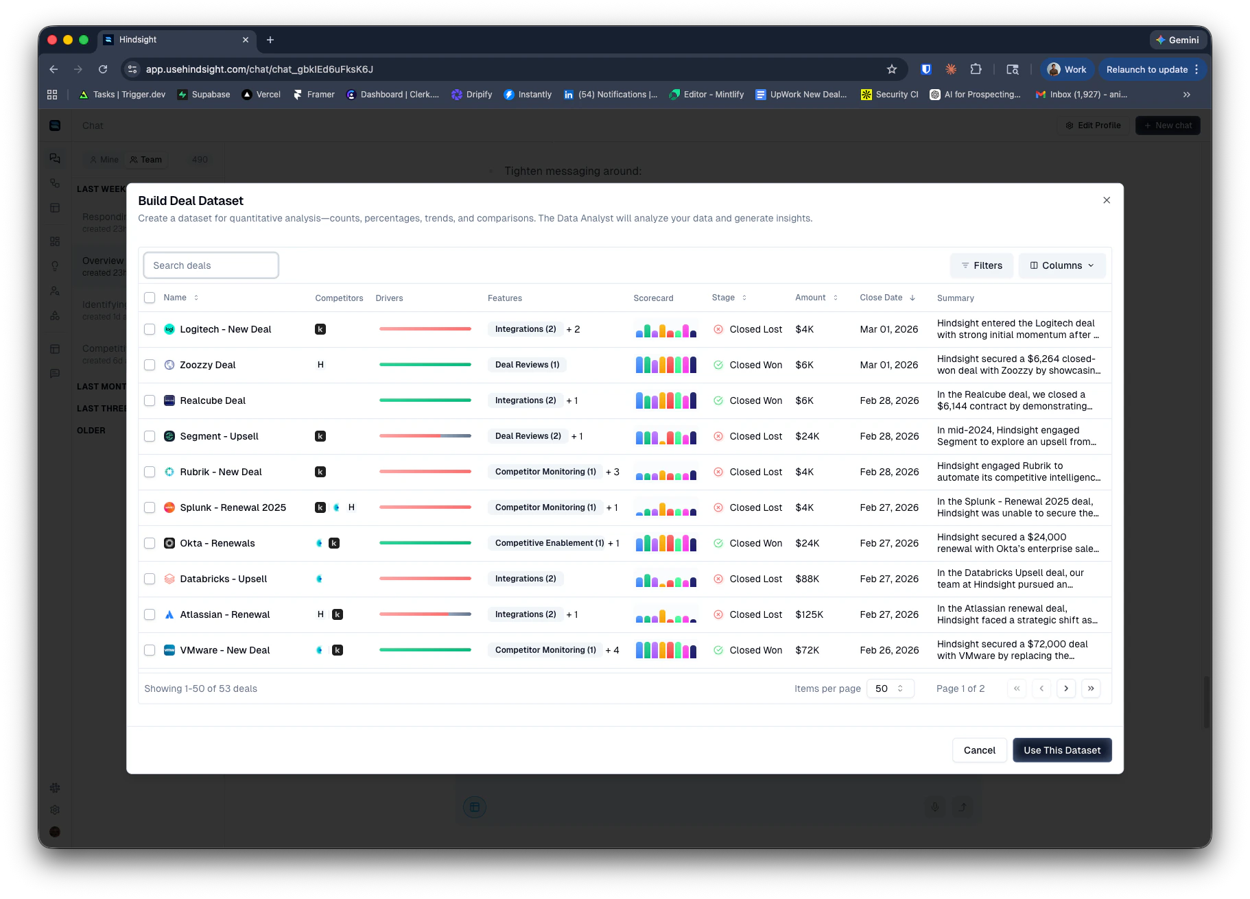 Opening Deal Grid in Chat