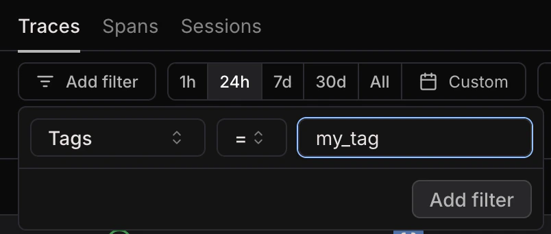 Adding a tag filter