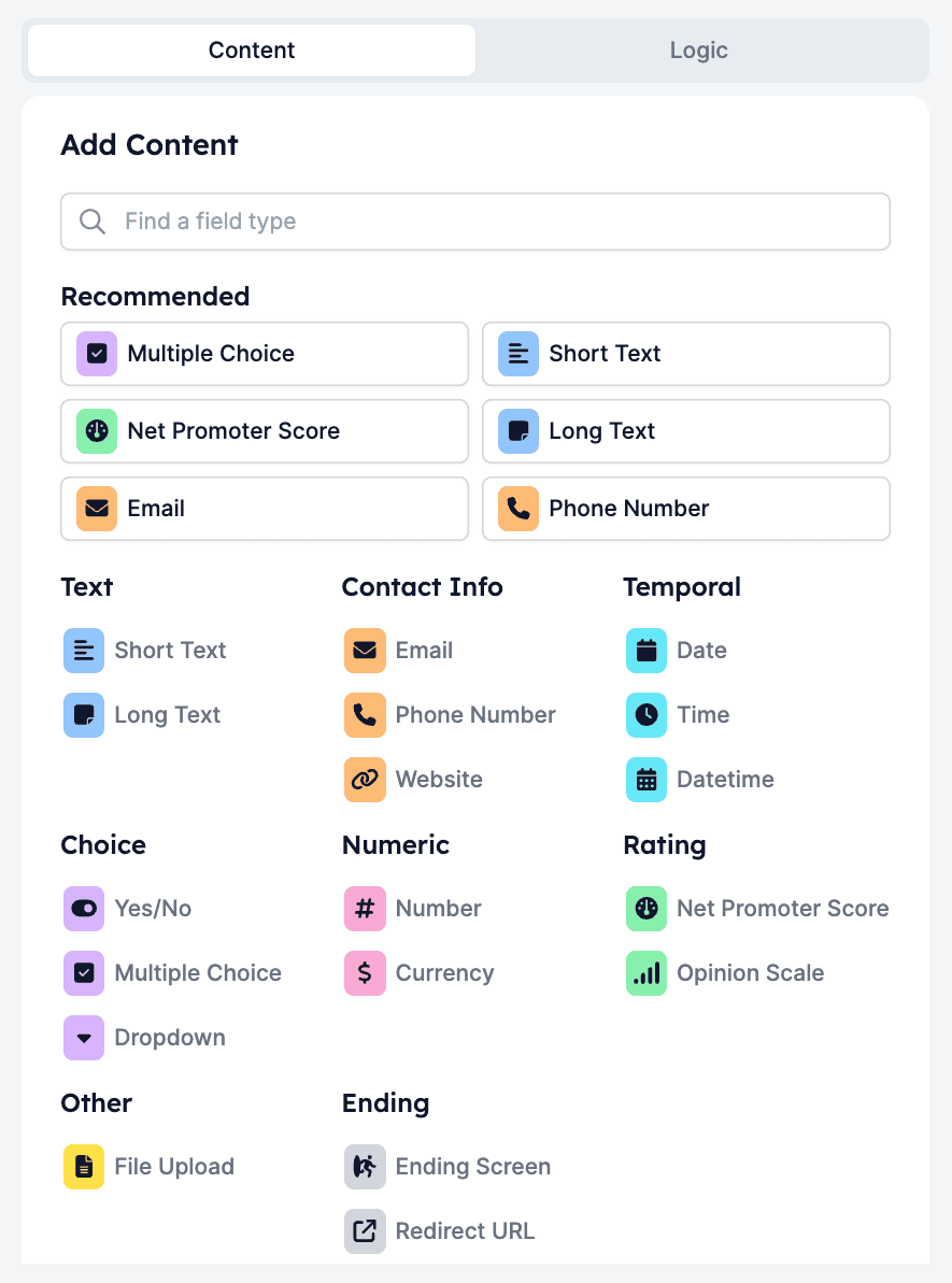 Question types