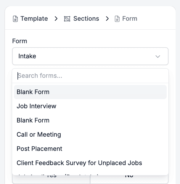 Selecting a form