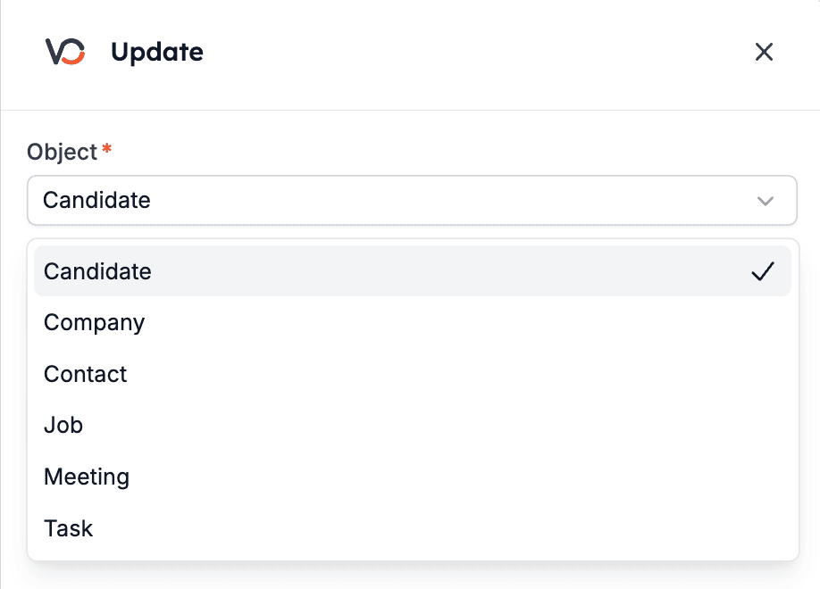 Selecting an object to be updated
