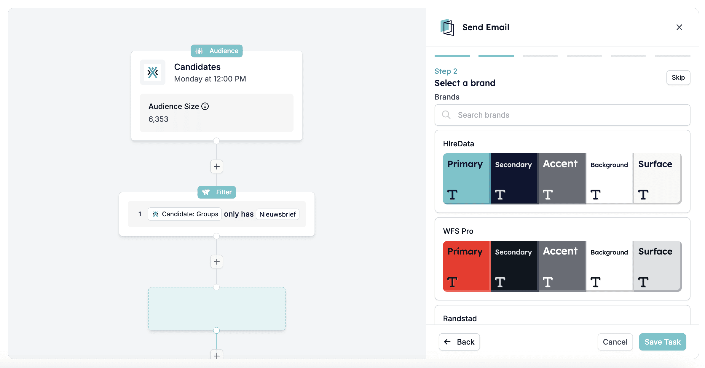 Selecting a branding for the email