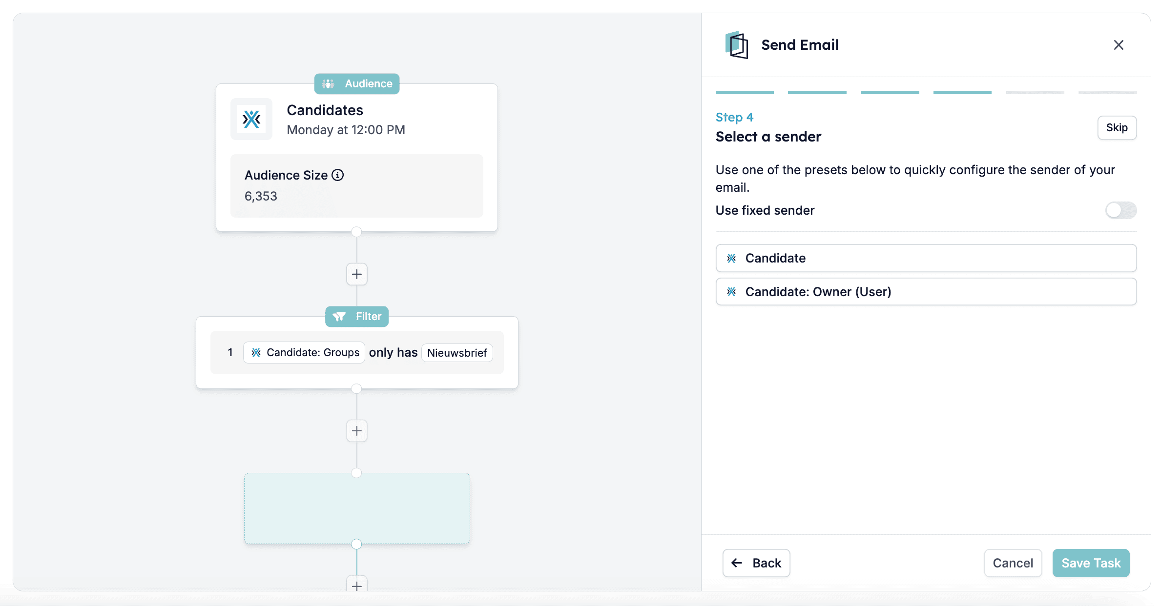 Selecting a sender