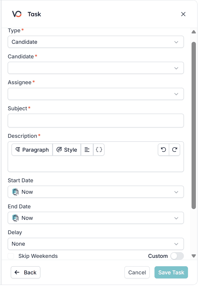 Task configuration