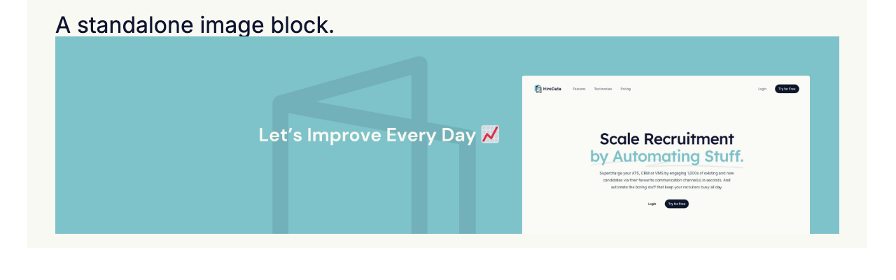 An image block at Full width in a rendered email, filling the section from edge to edge under a line of body text