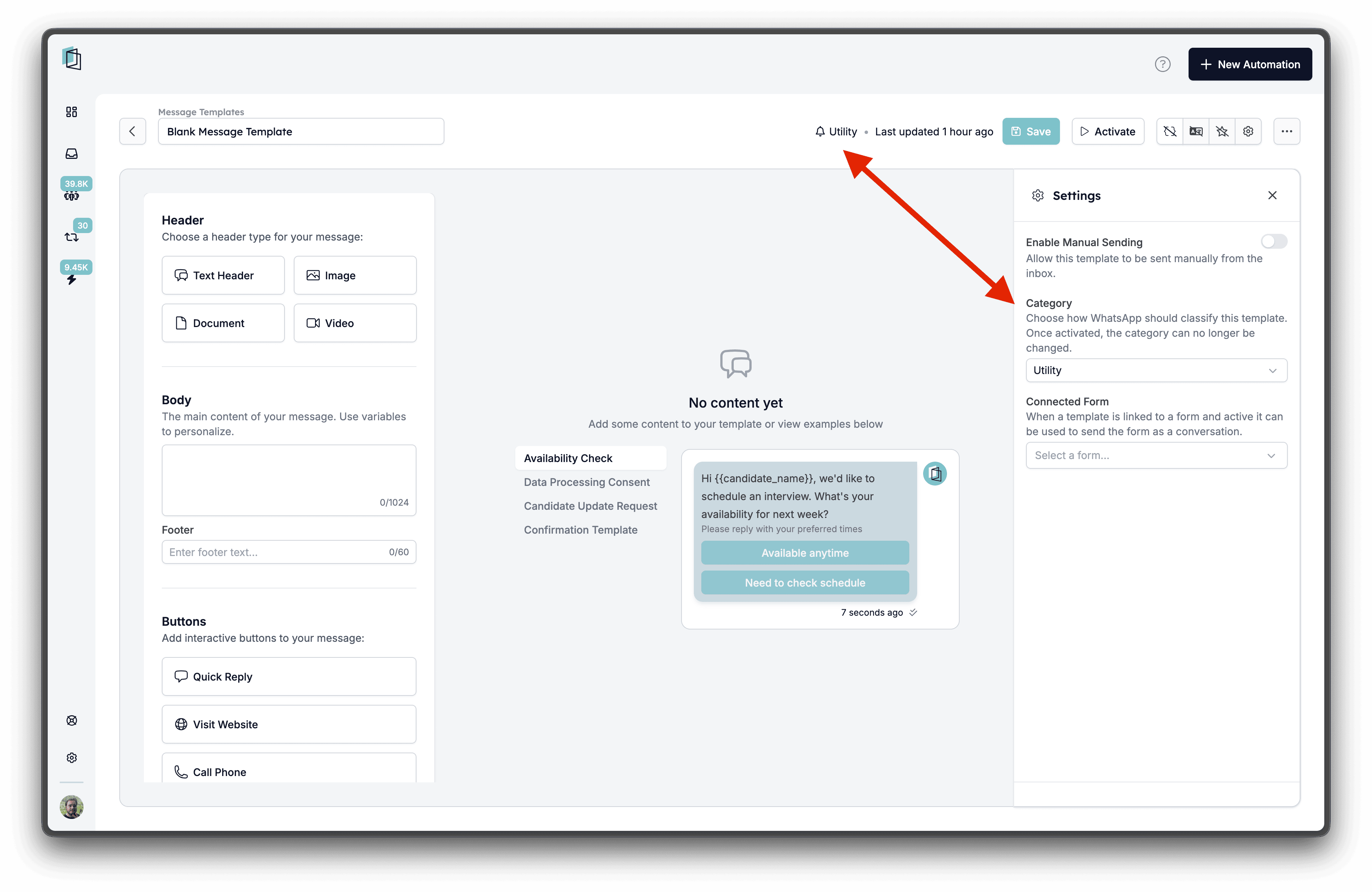 Edit and update categories on draft templates