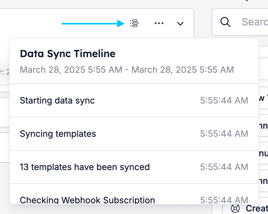 Data Sync Timeline