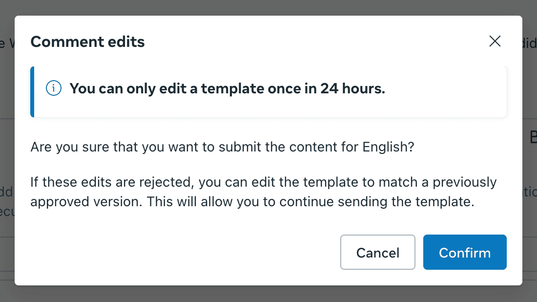 Submitting your updated WhatsApp template for review