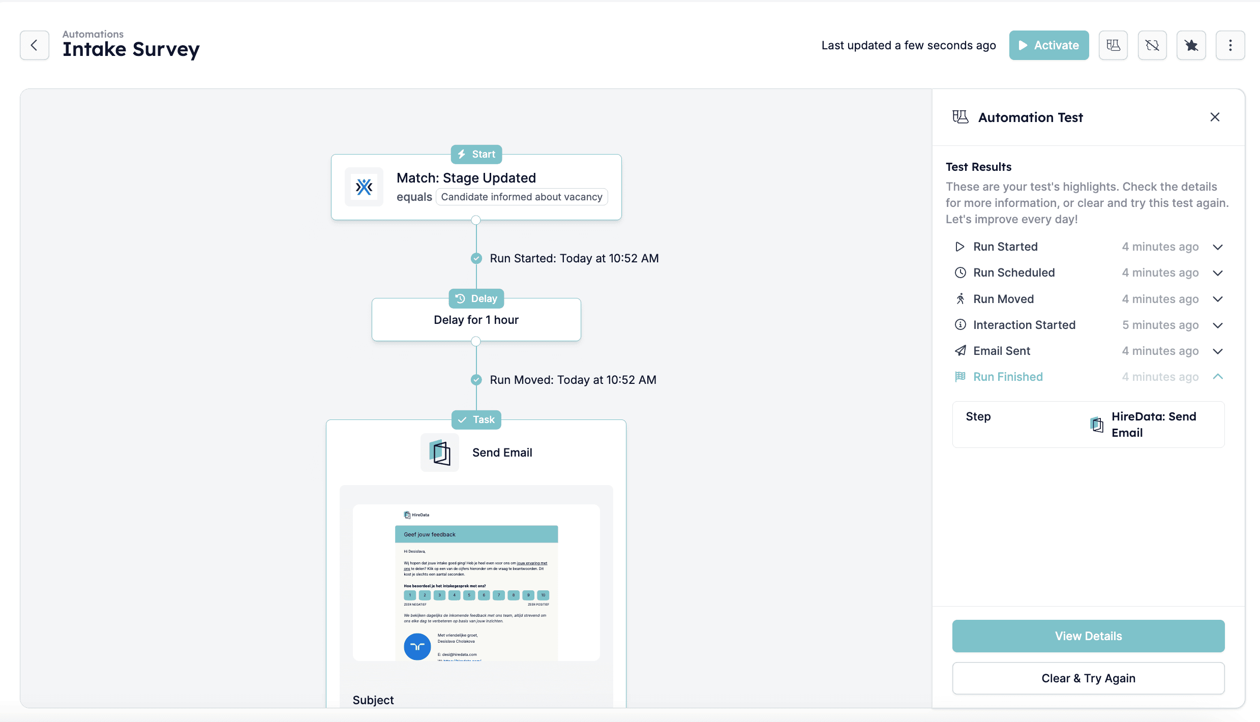 Test timeline