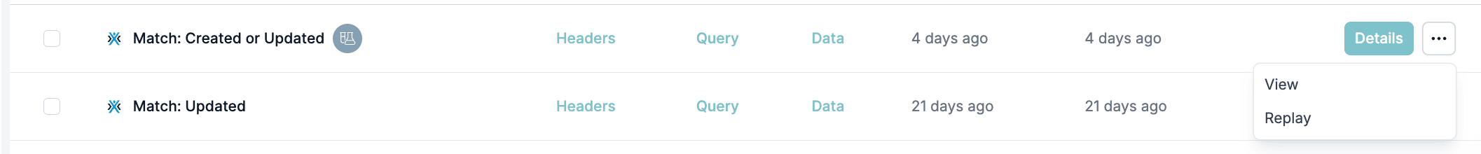 Event drop-down menu