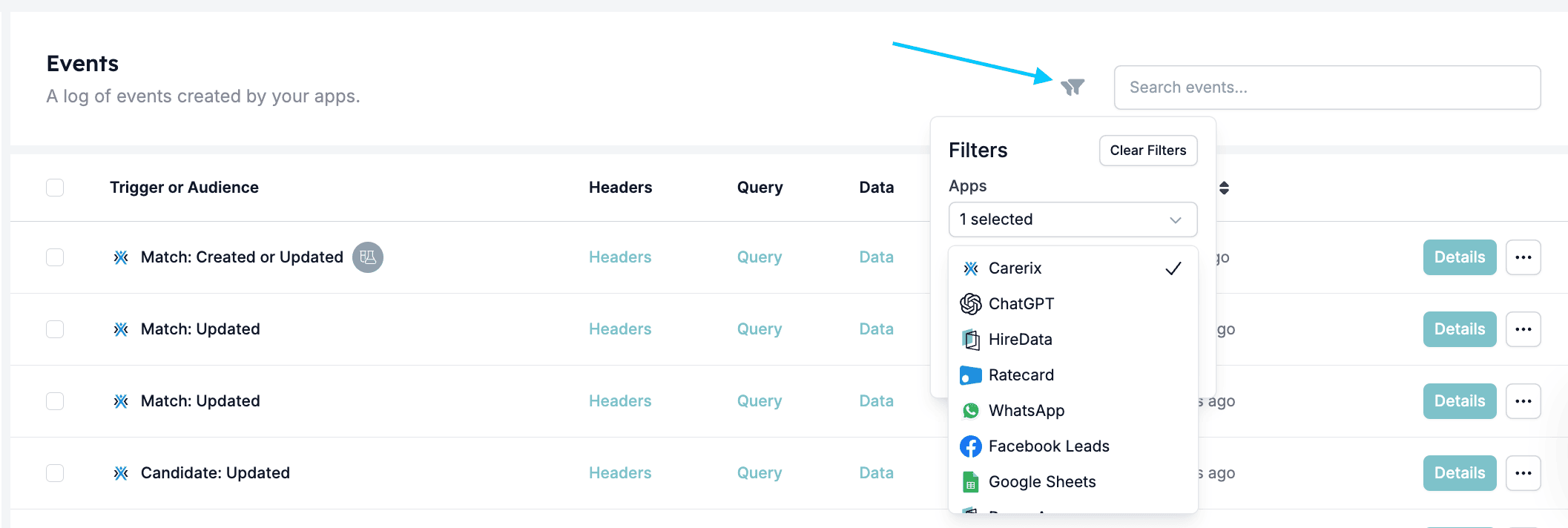 Setting up filters