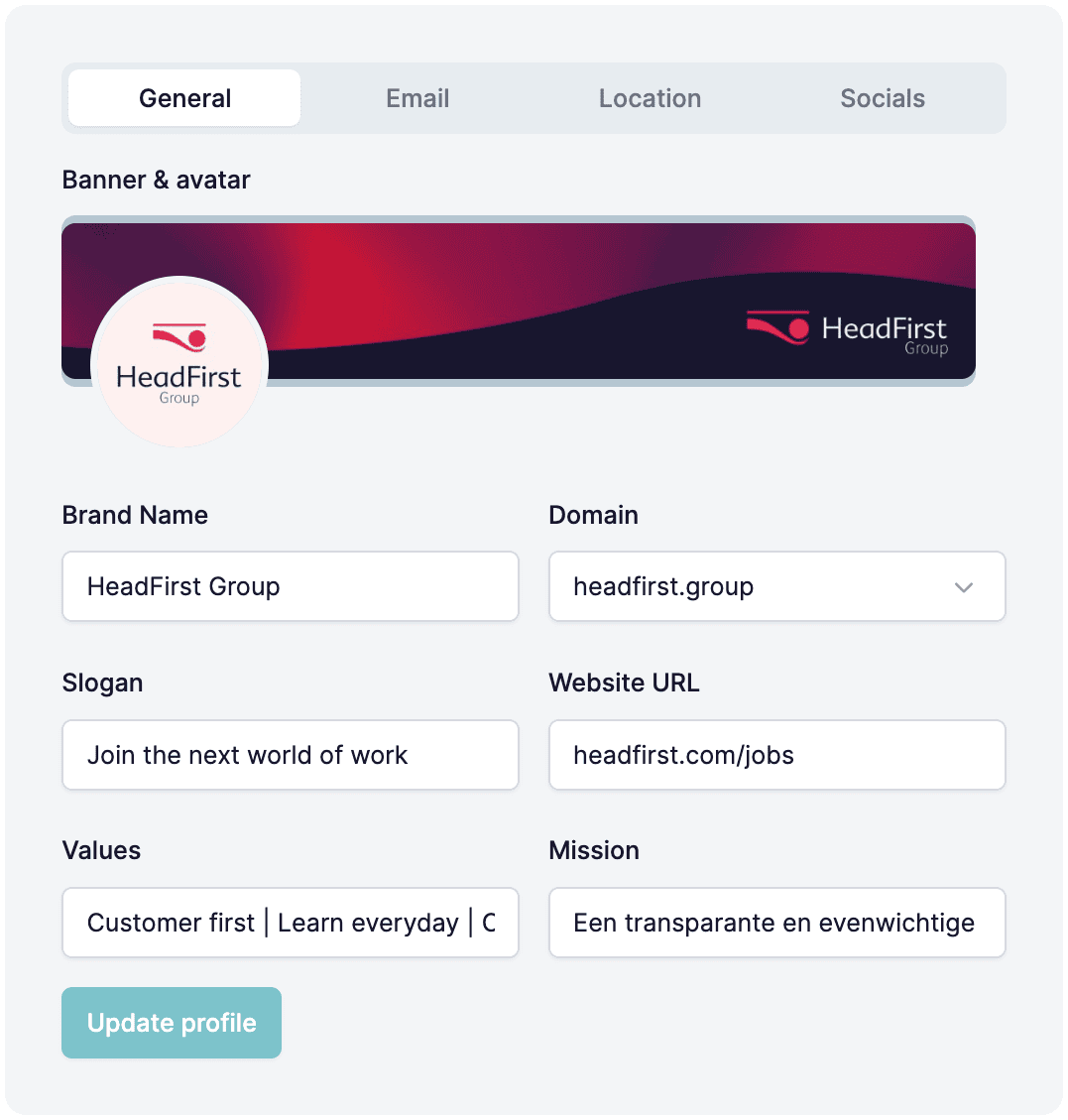 General settings overview