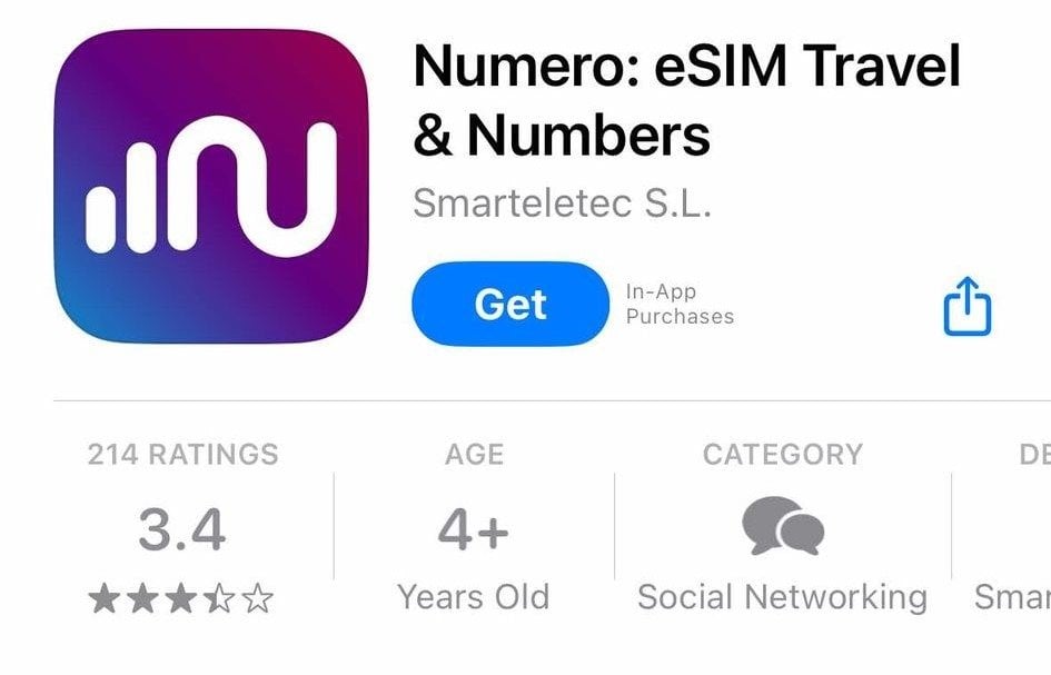 Numero eSim in the App Store