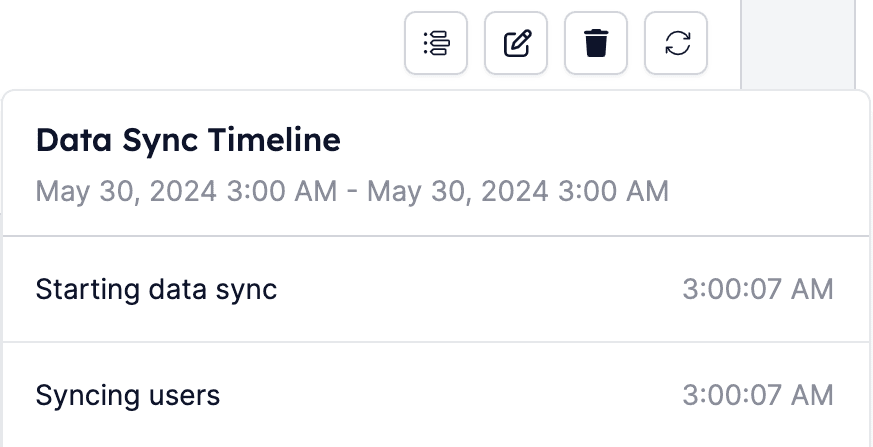 Data sync timeline