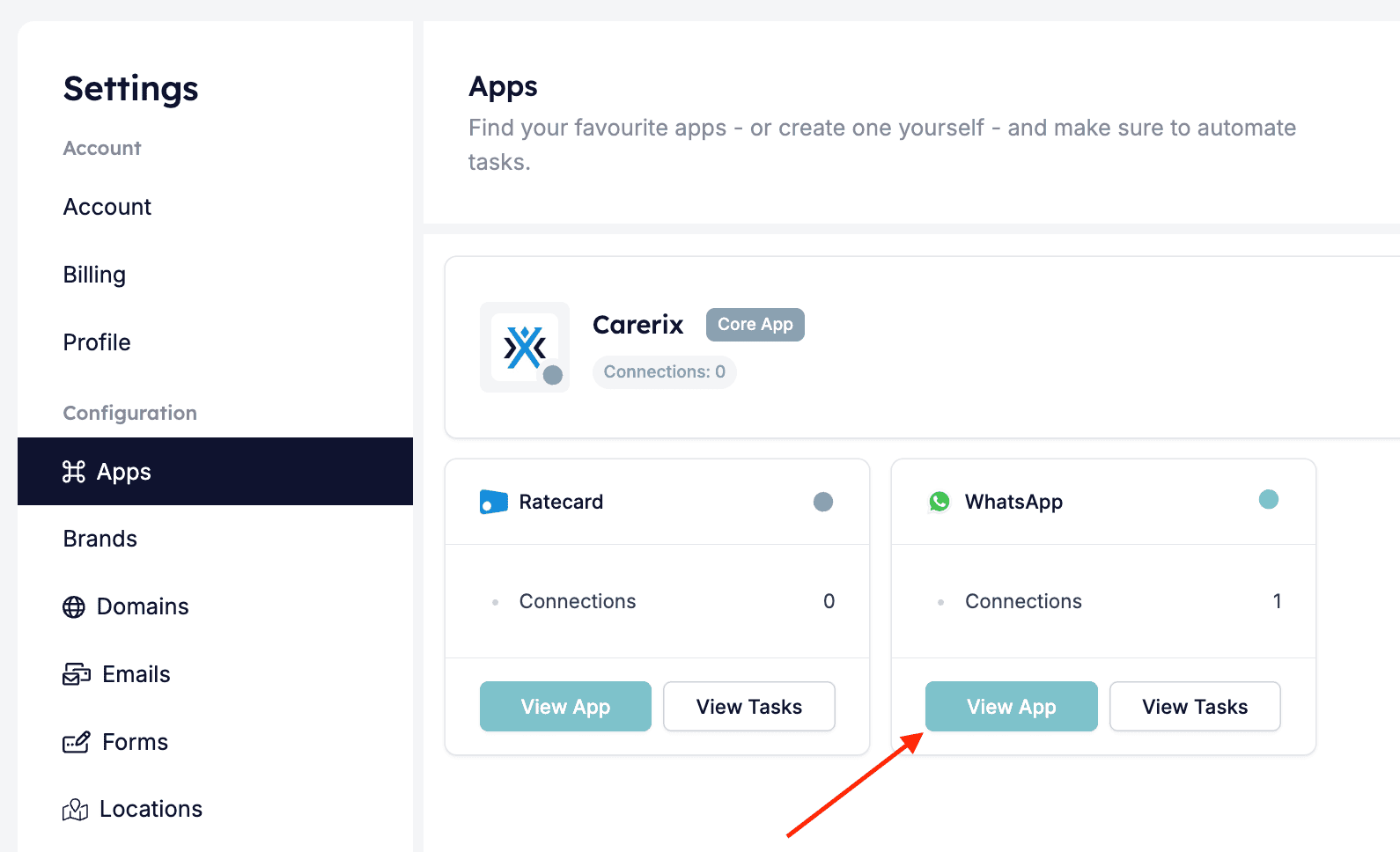 Apps page
