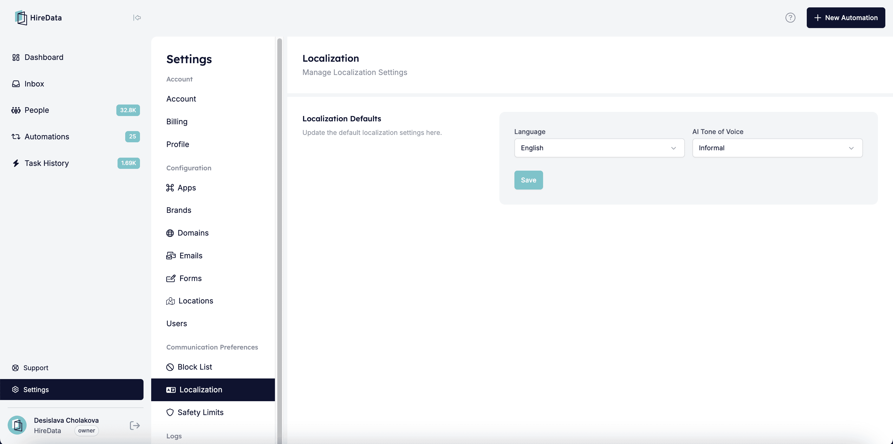 Localization page