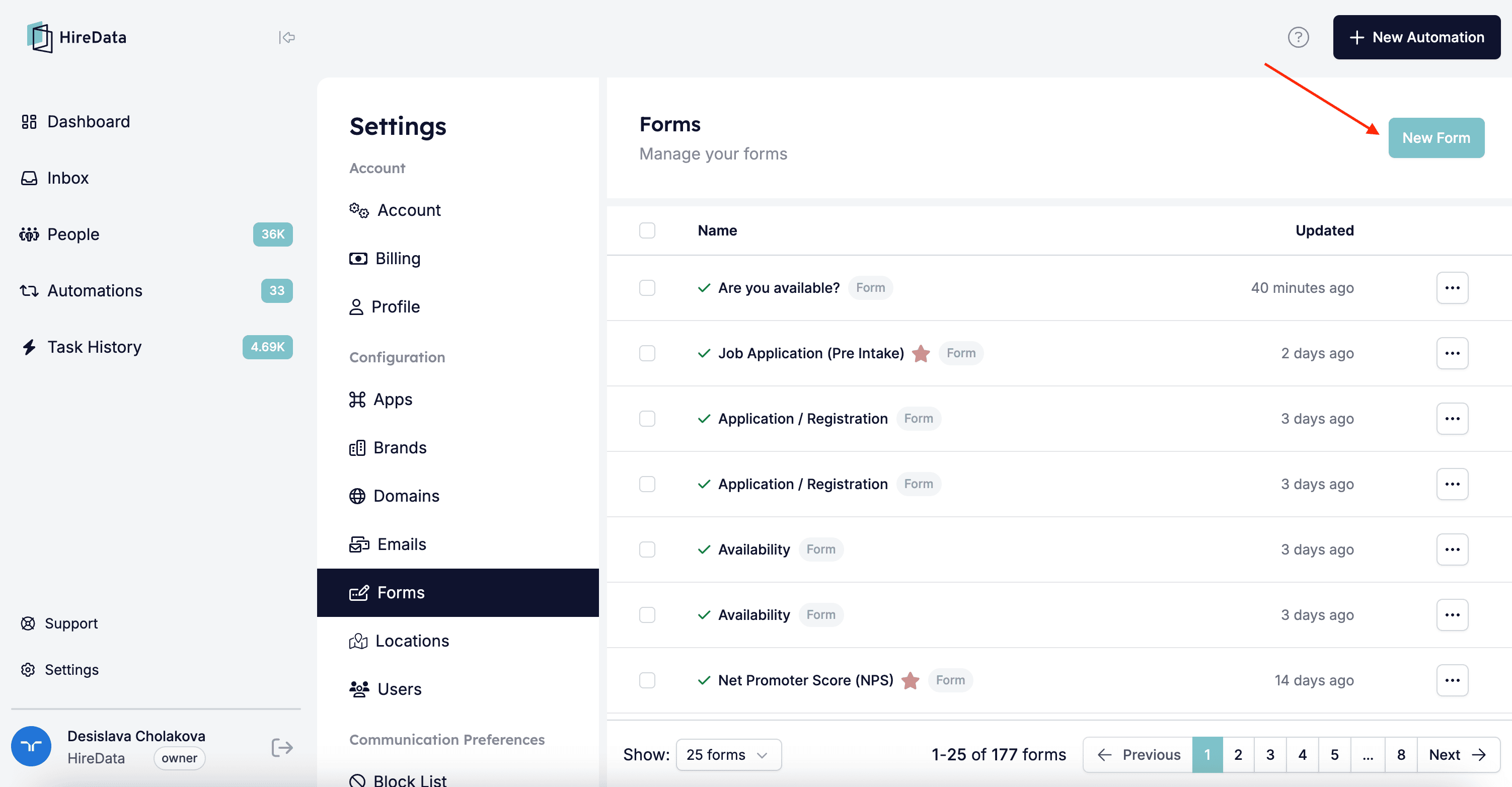 Forms page