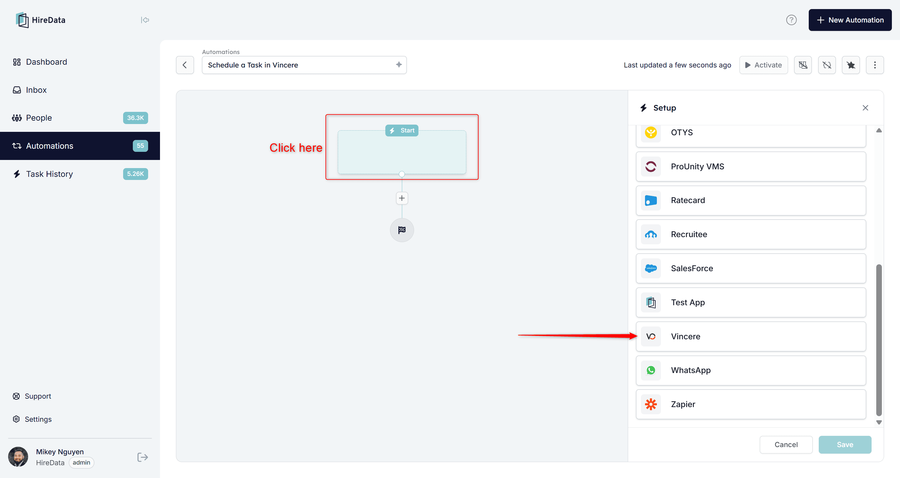 First step to creating a Trigger by selecting the brand