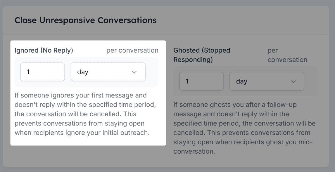 Ignored close unresponsive conversation