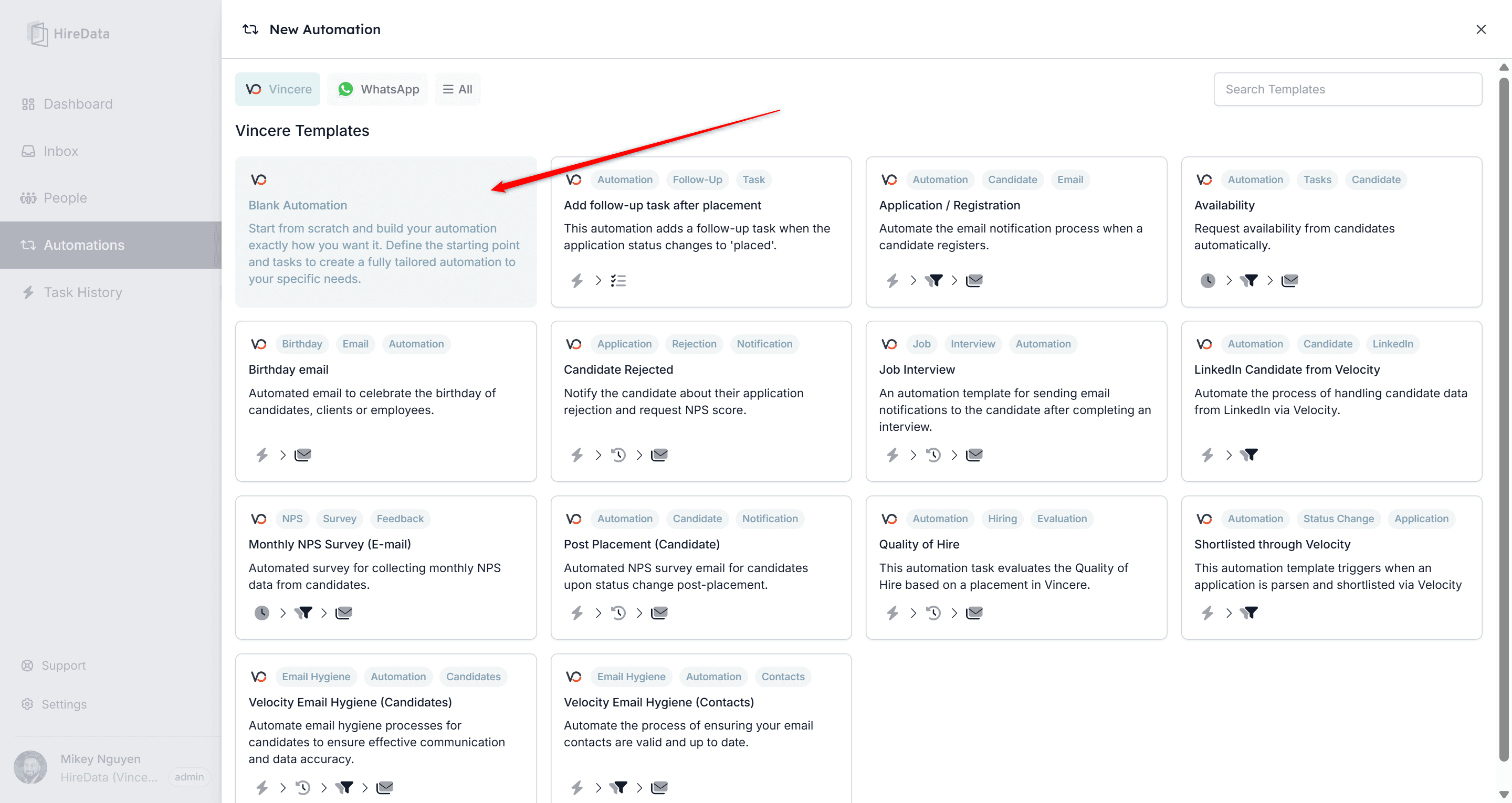Start a blank automation