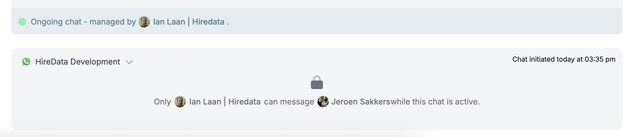 Green dot showing that someone else is the conversation owner