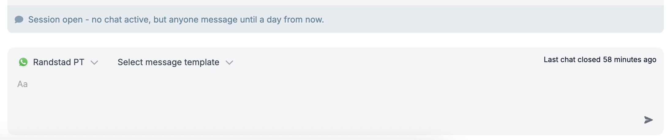 Grey dot showing that the message window is open but there is no active conversation