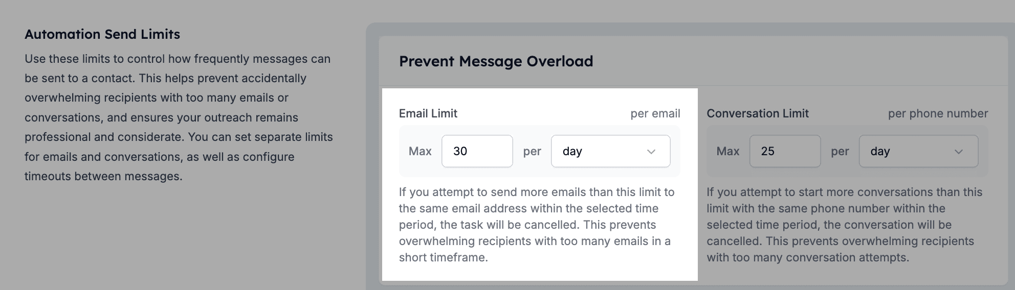 Email limits