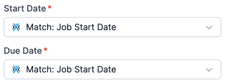 Start and due date options