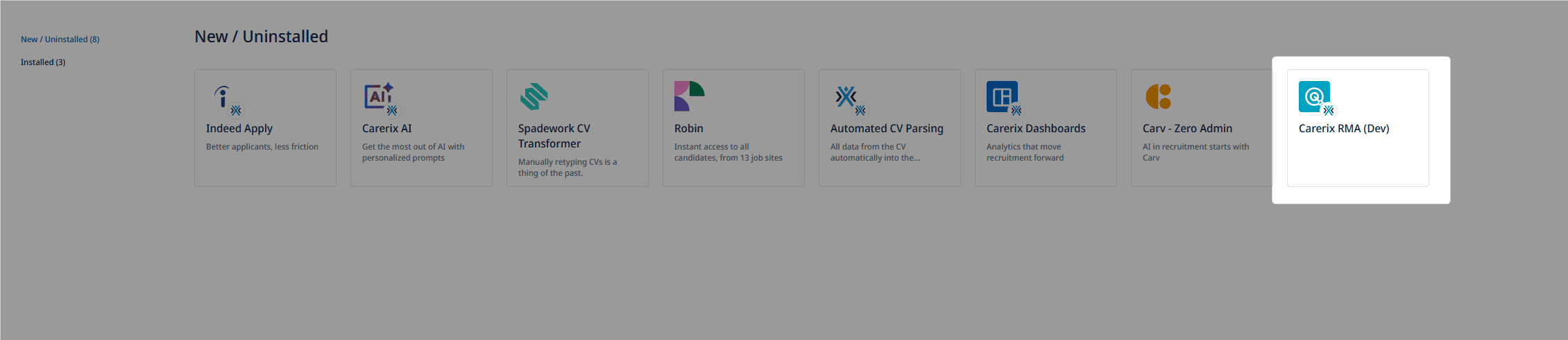 Installing Carerix RMA