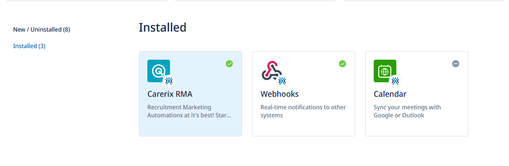 Carerix RMA installed