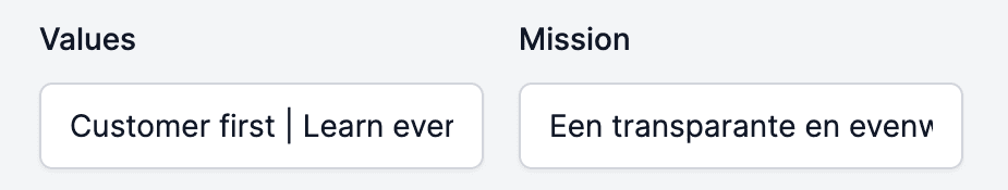 Values and Mission boxes