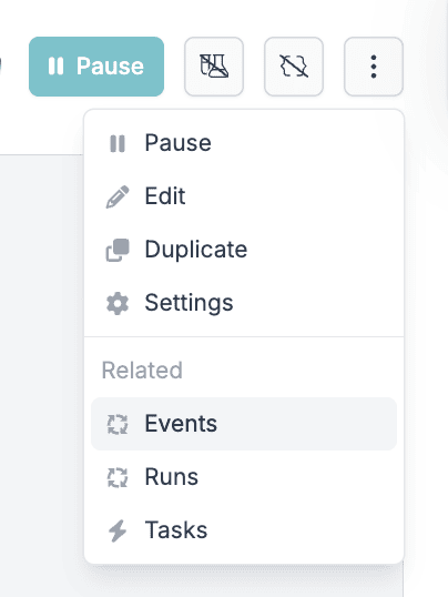 Finding the Events page for a specific automation