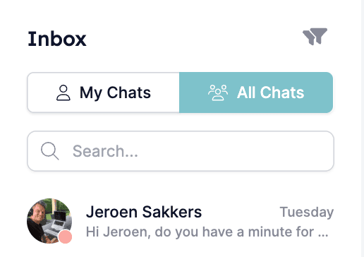The All Chats view in the WhatsApp inbox