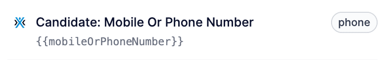 The mobileOrPhoneNumber combined field in the variable picker