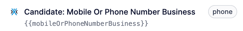 The mobileOrPhoneNumberBusiness combined field in the variable picker