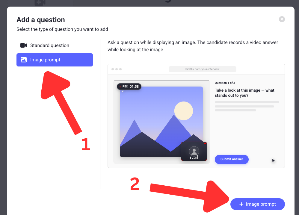 Select the Image prompt question type