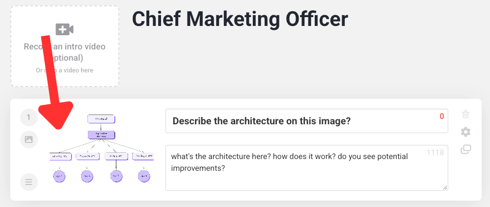 Example of an image prompt question in the interview builder
