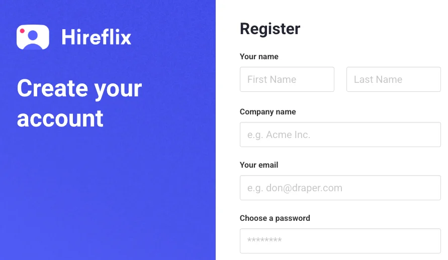 Hireflix Gettingstarted Register Pn