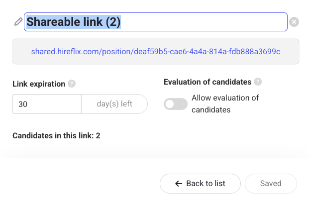 Hireflix Userguide Bulk Share Settings
