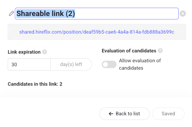 Hireflix Userguide Bulk Share Settings