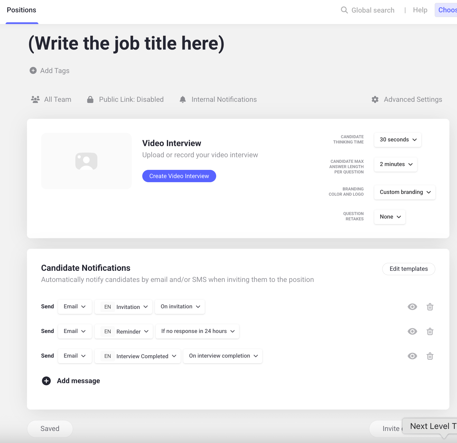 Hireflix Userguide Add Job Position Overview