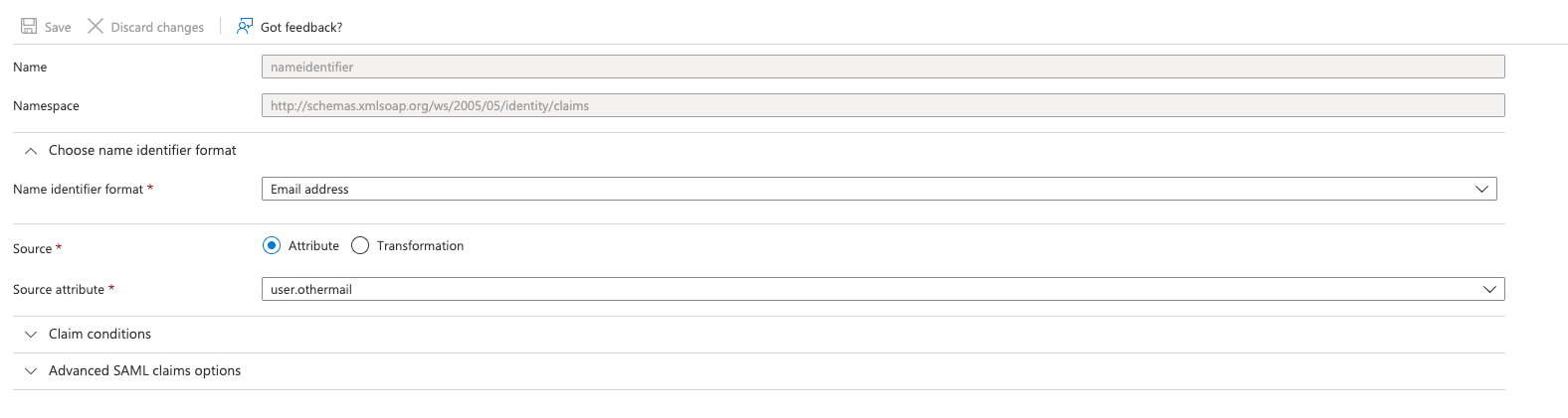 Configuring the email claim in Azure AD