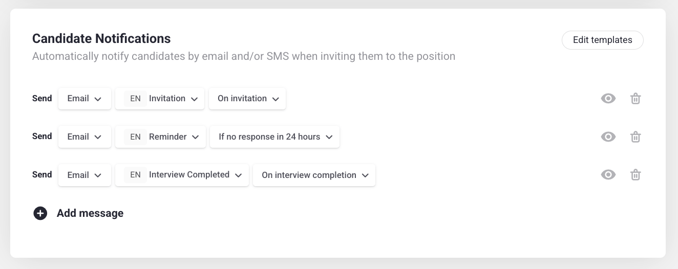 Default reminders and messages