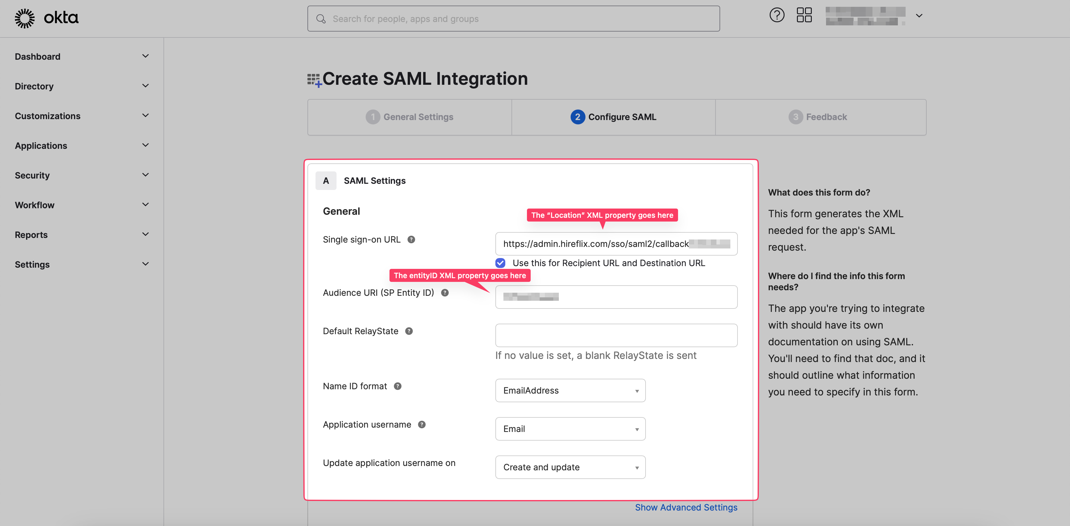 Pasting values into Okta