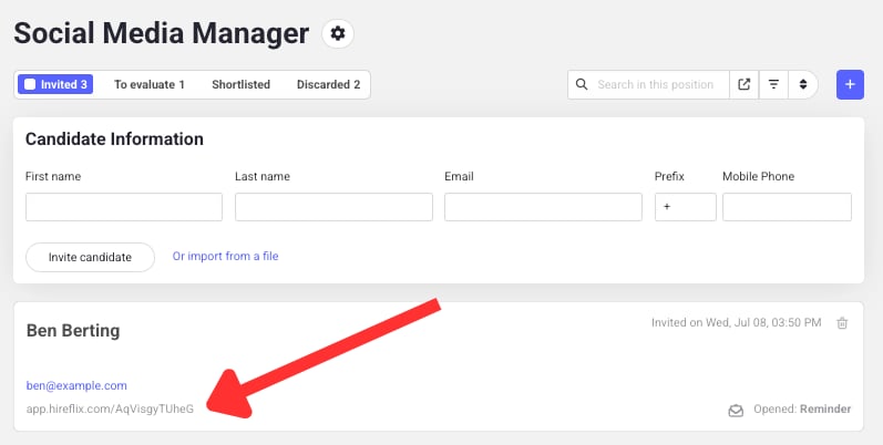 Copying a candidate's interview link