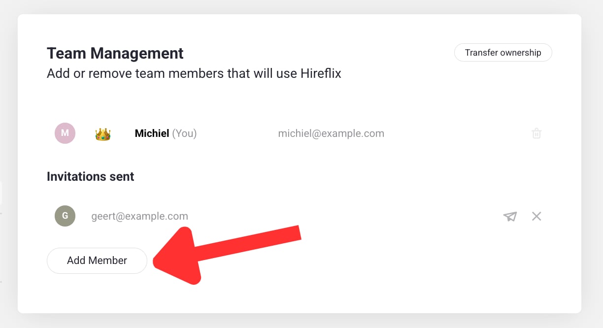 Inviting team members