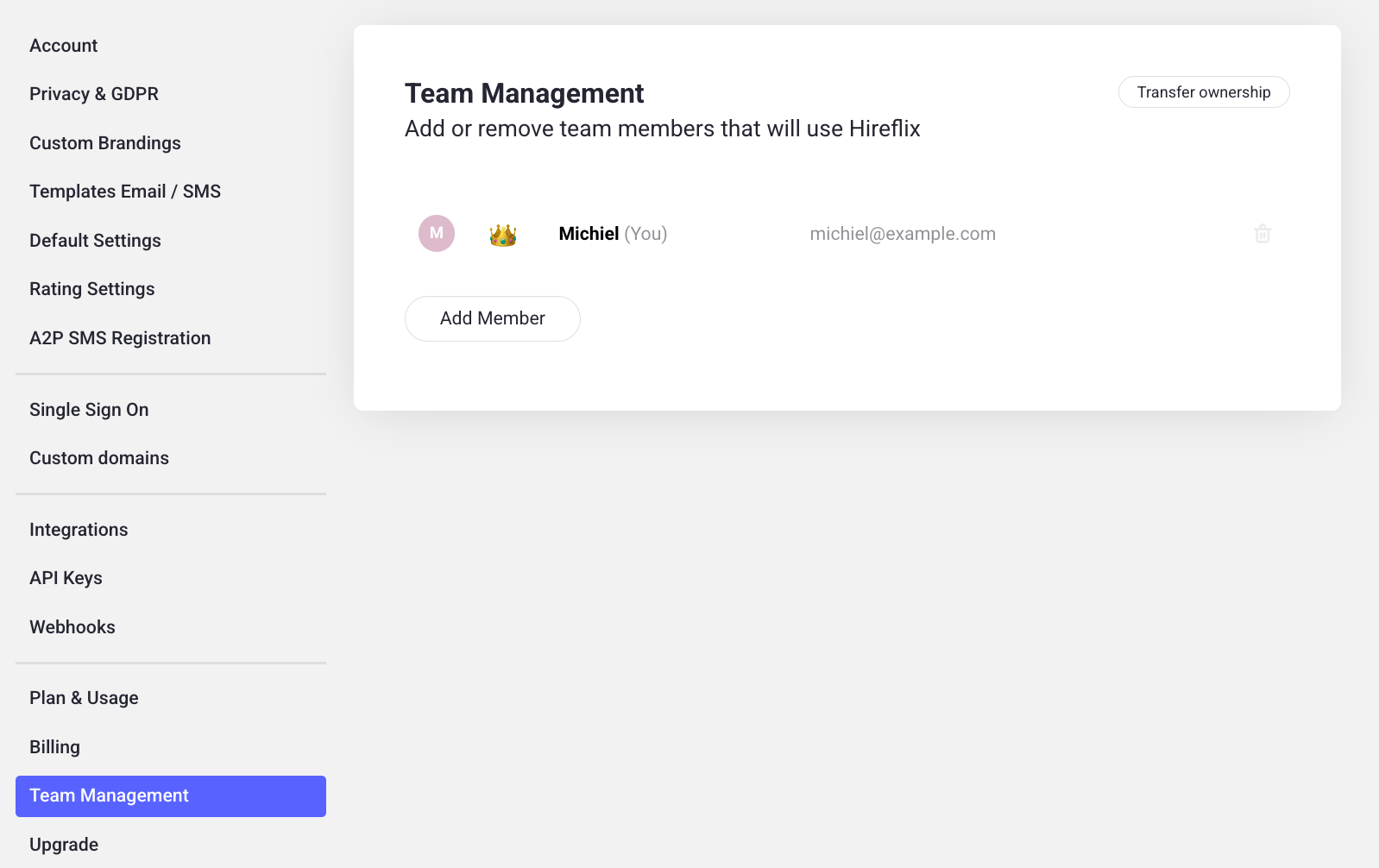 Adding a new team member to transfer ownserhip